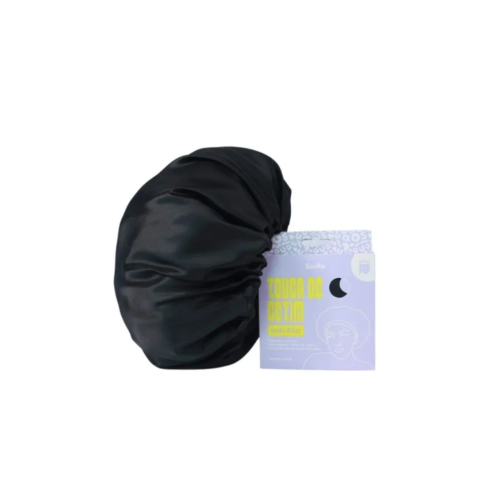 Soulta Gorro Negro POP en Satén Anti Frizz con Elástico Ajustable – Capa Sencilla Talla:M