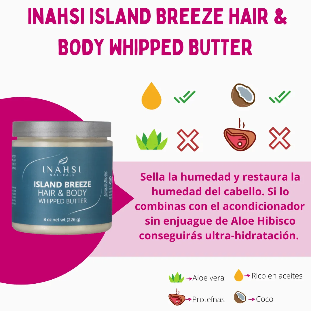 Inahsi Naturals Island Breeze Hair & Body Whipped Butter 226g - Imagen 2
