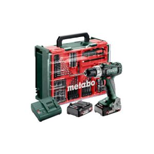 TALADRO PERCUTOR 18V 2AH+CARG+MAL.78PZAS METABO