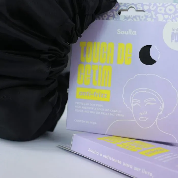 Soulta Gorro Negro POP en Satén Anti Frizz con Elástico Ajustable – Capa Sencilla Talla:M - Imagen 5