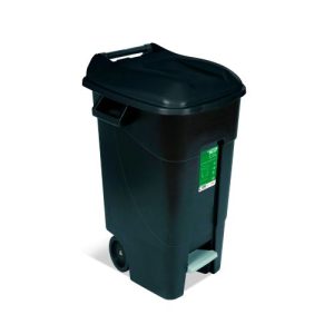 CONTENEDOR BASURA CON PEDAL PP NEGRO CON TAPA 120L