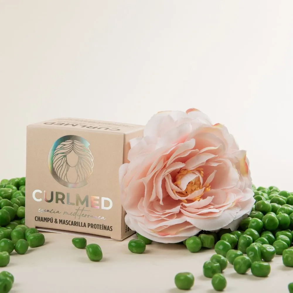 CurlMed Champú + Mascarilla Sólido Proteínas Todo Tipo de Cabellos 70g - Imagen 5